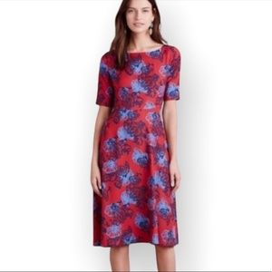 HD in Paris Theodora Red Floral Fit and Flare Midi Dress | Size 10